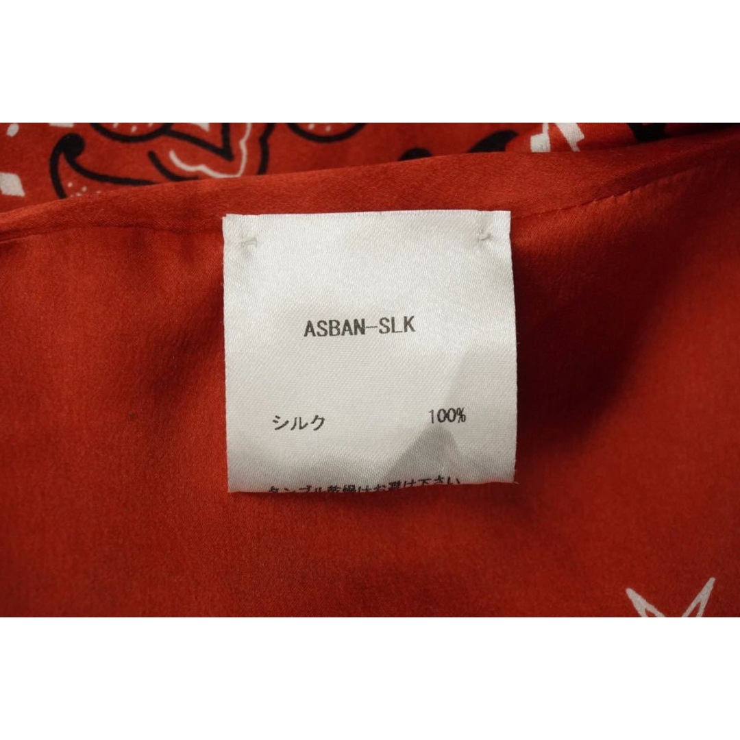 約122cm表記サイズアミリ AMIRI 大判 バンダナ スカーフ PATTERNED SHAWL ASBAN-SLK レッド シルク100% 美品  49640