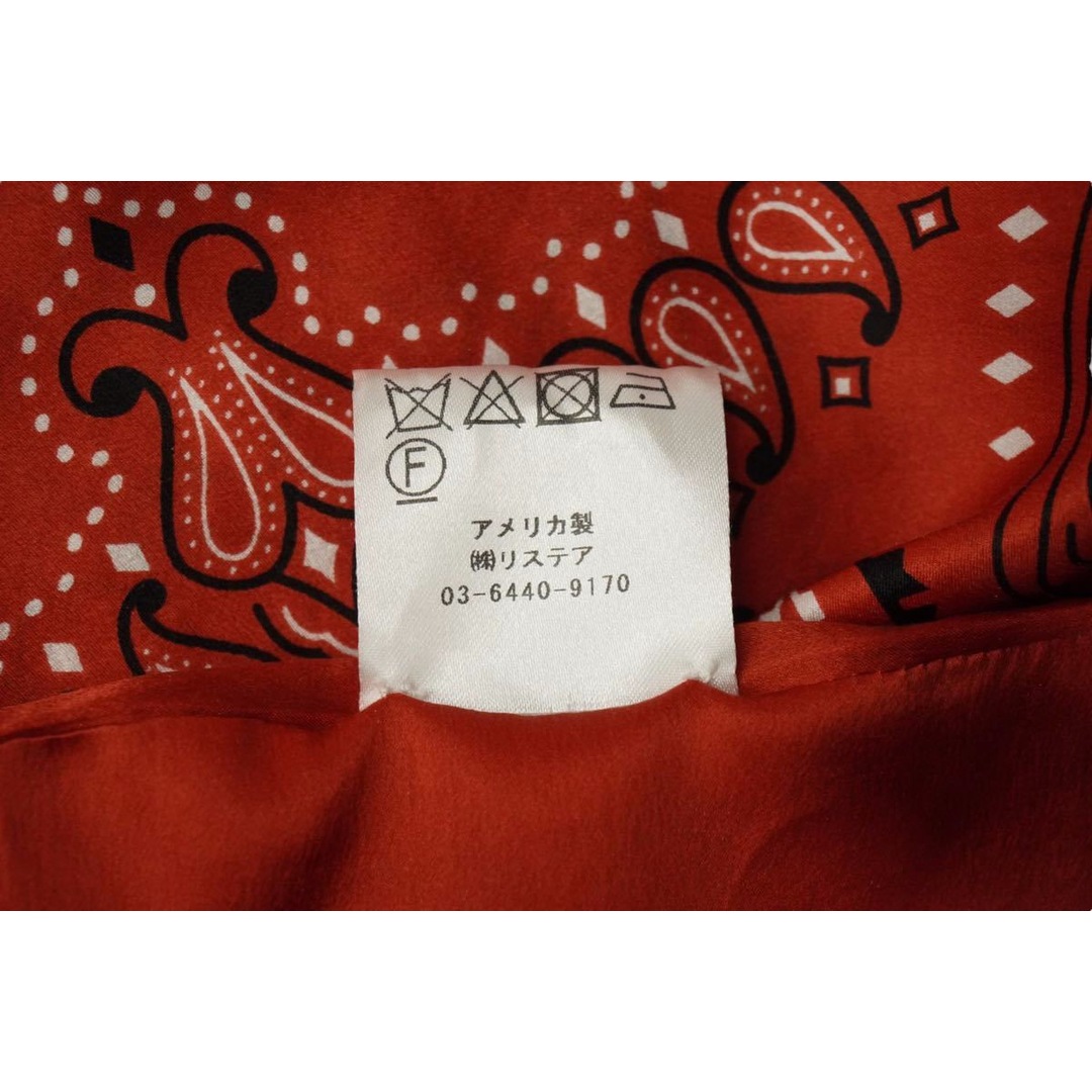 約122cm表記サイズアミリ AMIRI 大判 バンダナ スカーフ PATTERNED SHAWL ASBAN-SLK レッド シルク100% 美品  49640