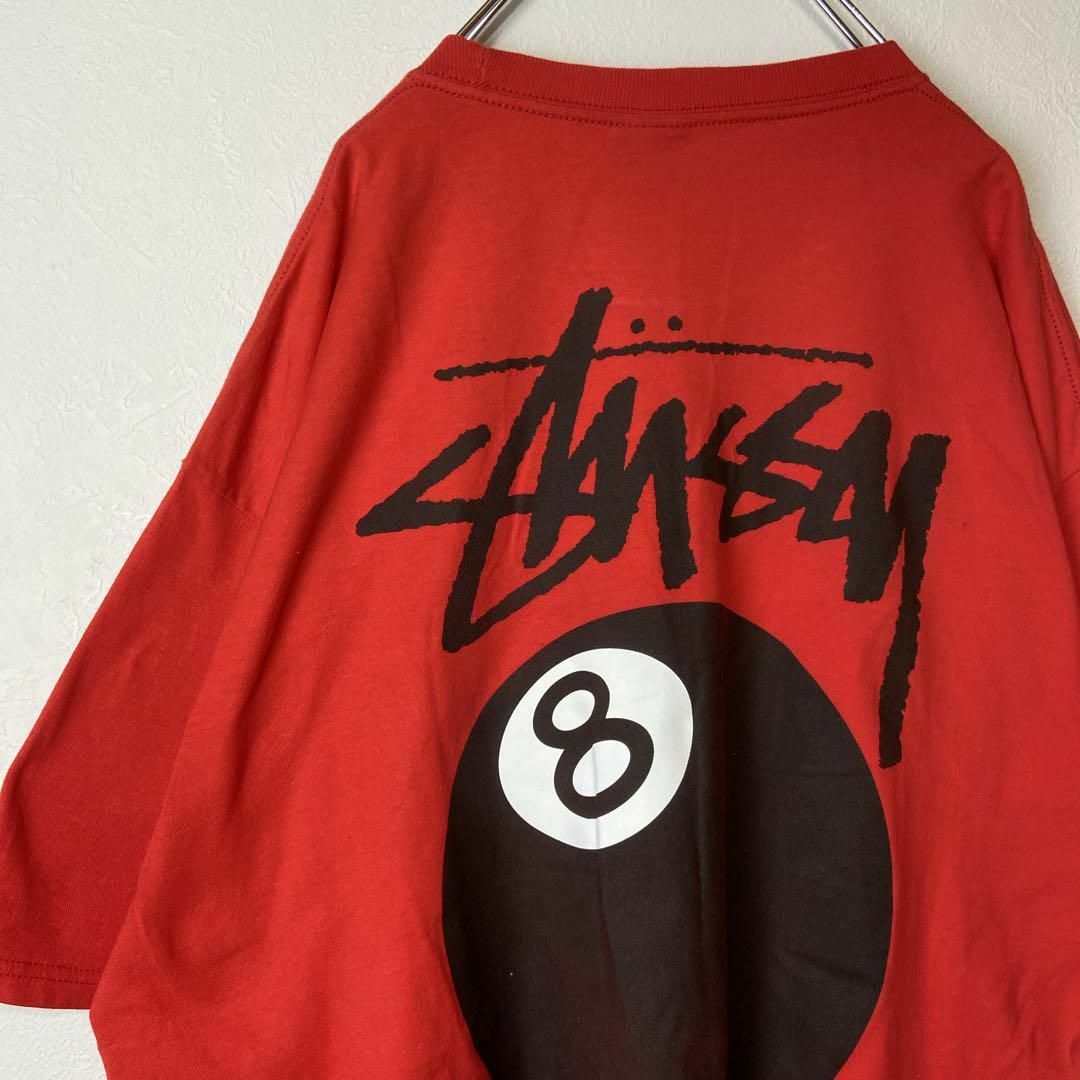 【人気8ボール】stussyバックプリントTシャツ古着レッド赤オーバーサイズ | フリマアプリ ラクマ