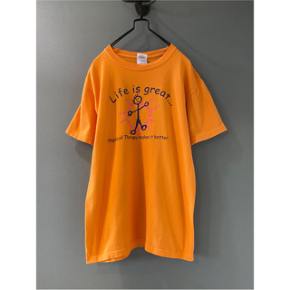 古着 ビンテージ  90s 太陽 SUN 人 Life オレンジ Tシャツ 美品(Tシャツ/カットソー(半袖/袖なし))