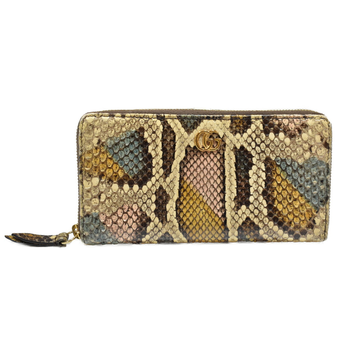 GUCCI グッチダブルGパイソンジップアラウンドウォレット-