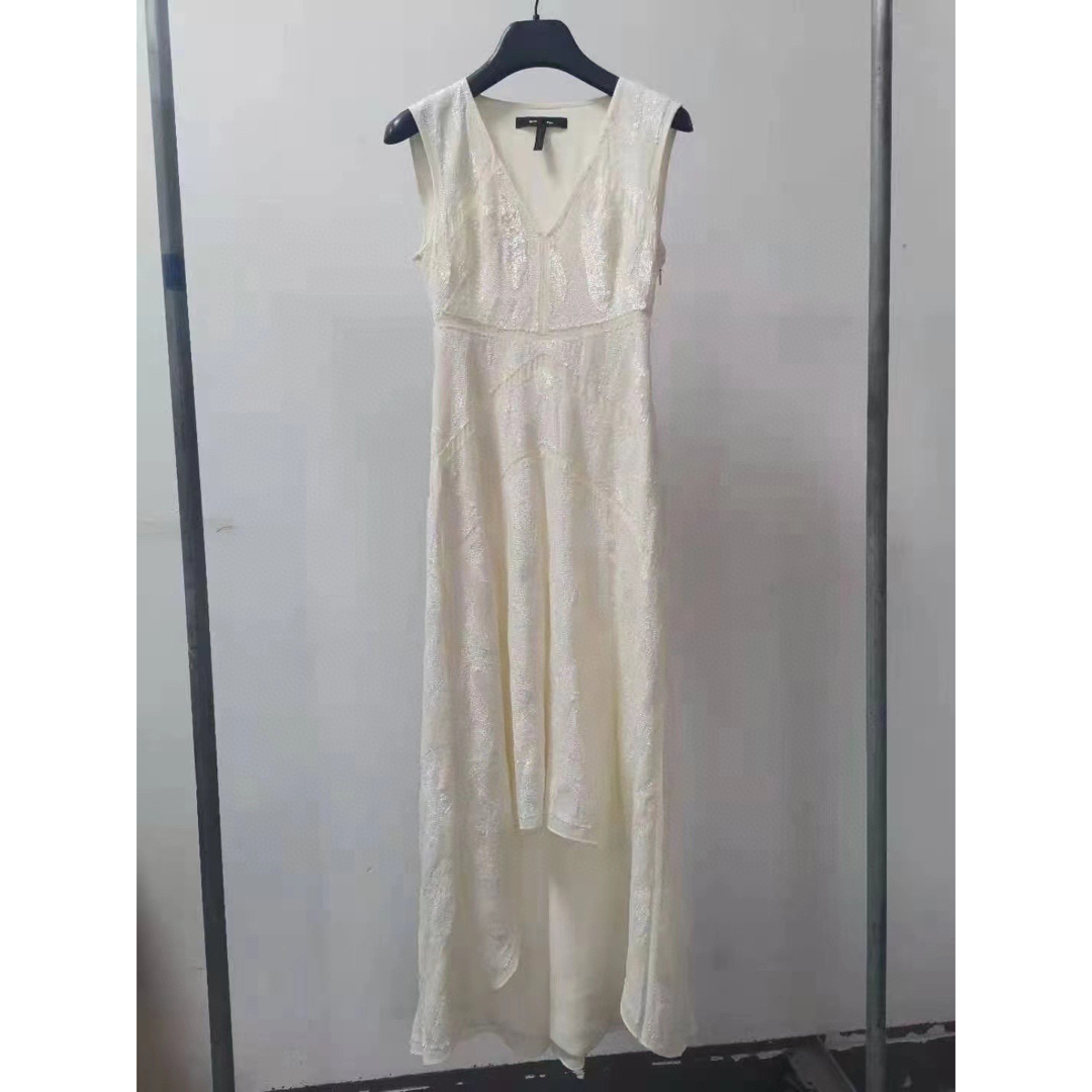 ❤️BCBGMAXAZRIA 新作新品　白　スパンコールロングドレス　ワンピースドレス