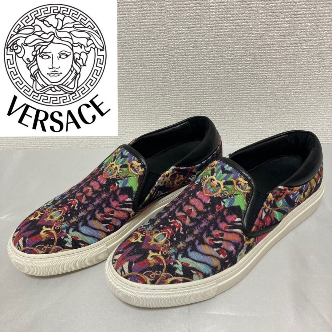 美品■VERSUS VERSACE ヴェルサーチ■スリッポン レザー スニーカー