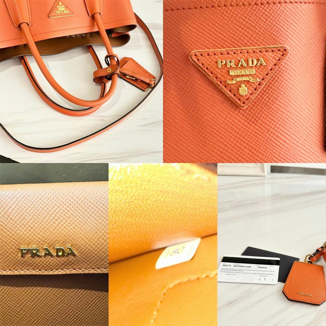 PRADA - 美品☆ プラダ サフィアーノキュイール オレンジ 2way