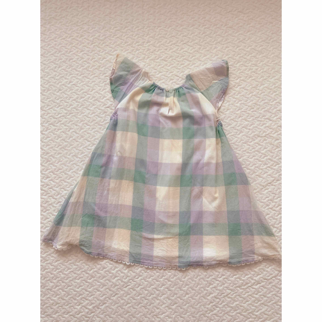 petit main(プティマイン)のpetit main マドラスチェックワンピース 100サイズ キッズ/ベビー/マタニティのキッズ服女の子用(90cm~)(ワンピース)の商品写真