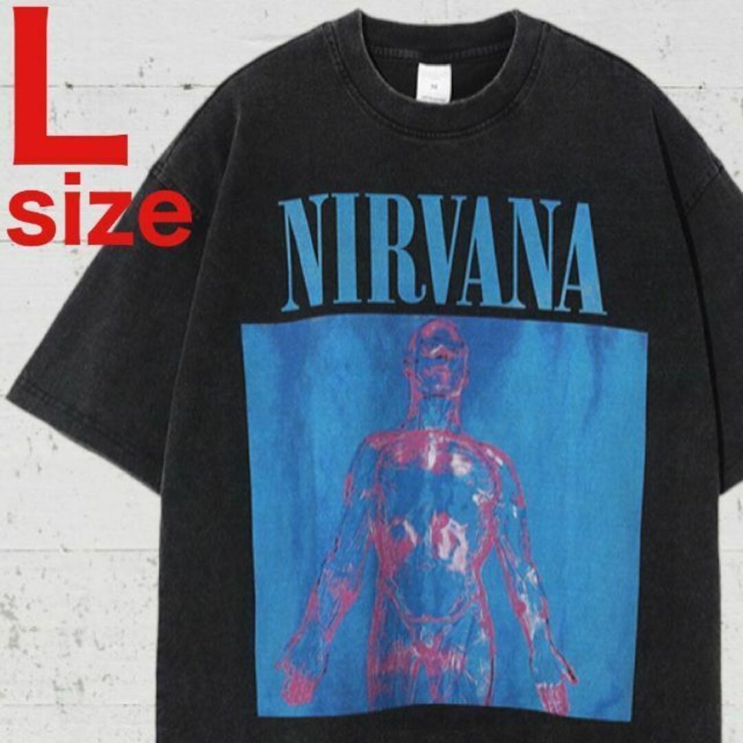 NIRVANA（ニルヴァーナ） 半袖　バンド　Tシャツ　ブラック　Lサイズ メンズのトップス(Tシャツ/カットソー(半袖/袖なし))の商品写真