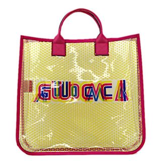 グッチ(Gucci)のグッチ ビニール ピンク イエロートートバッグ クリアバッグ 星 550763(トートバッグ)