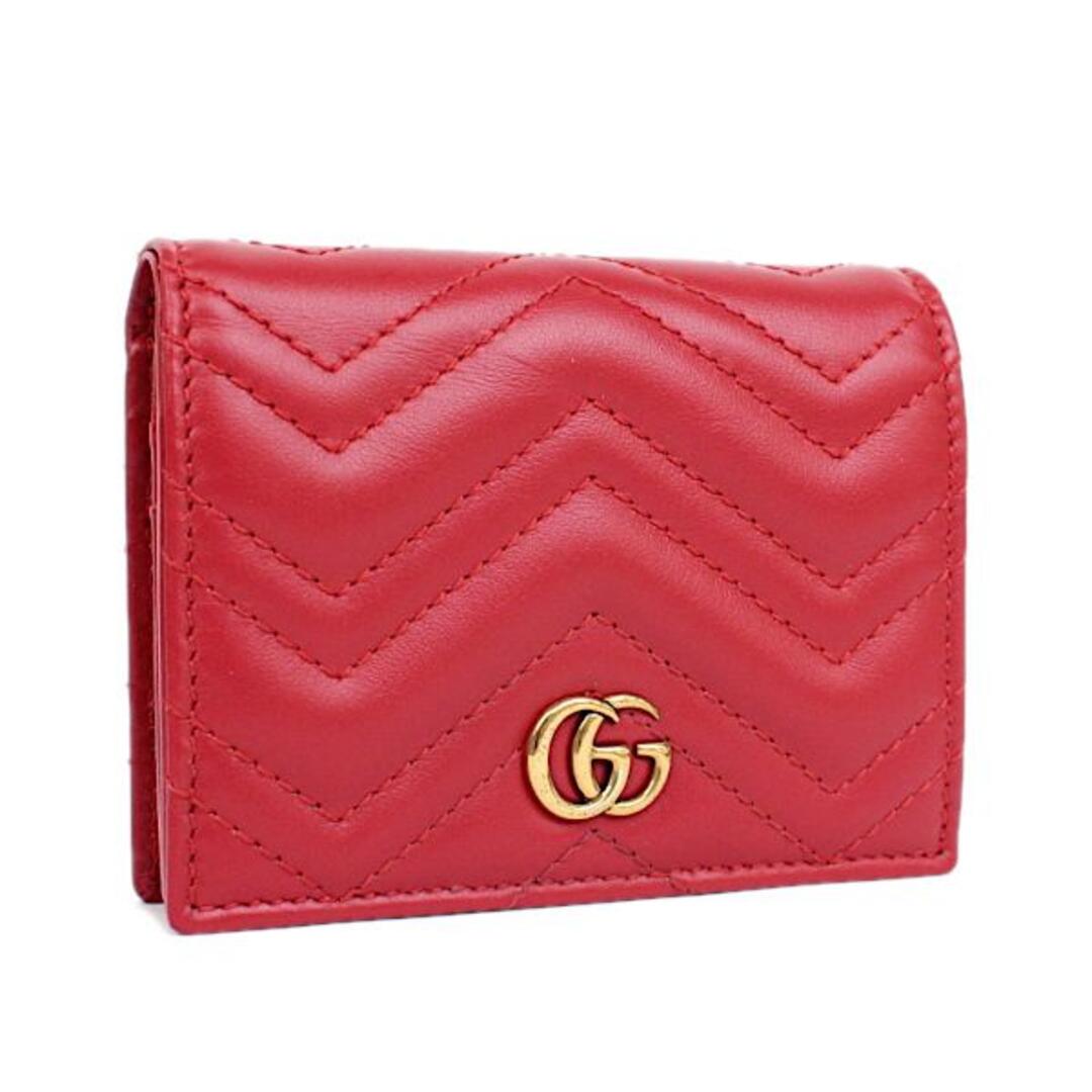 Gucci - グッチ レザー 赤 キルティング GGマーモント 二つ折り 財布