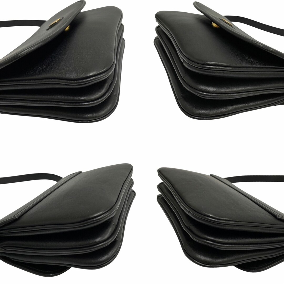 極 美品 CELINE セリーヌ ヴィンテージ トリオンフ ロゴ 金具 レザー 2way クラッチバッグ ミニ ショルダーバッグ ブラック 04202