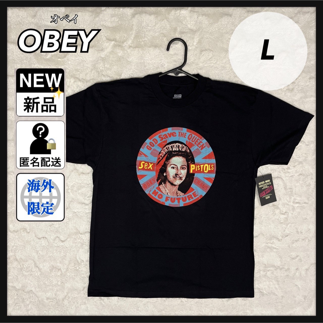 OBEY(オベイ)のOBEY オベイ コラボ tシャツ ブラック セックスピストルズ L メンズのトップス(Tシャツ/カットソー(半袖/袖なし))の商品写真