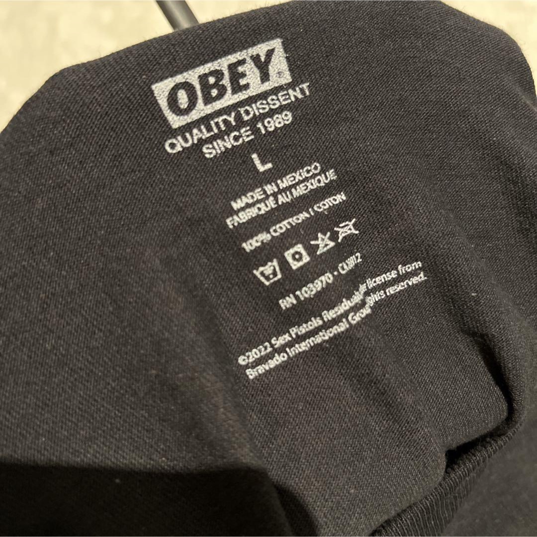 OBEY(オベイ)のOBEY オベイ コラボ tシャツ ブラック セックスピストルズ L メンズのトップス(Tシャツ/カットソー(半袖/袖なし))の商品写真