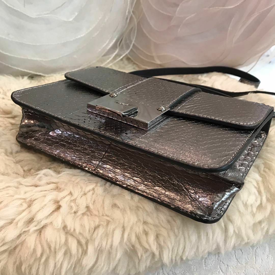 ☆美品☆JIMMY CHOO　2way　ショルダーバッグ　クロコ型押　メタリック