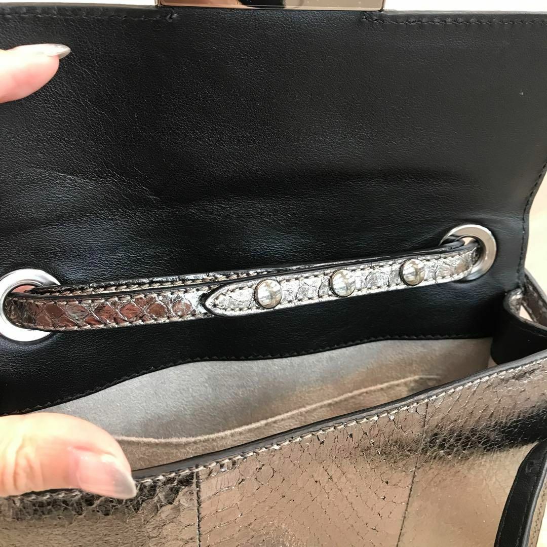 ☆美品☆JIMMY CHOO　2way　ショルダーバッグ　クロコ型押　メタリック