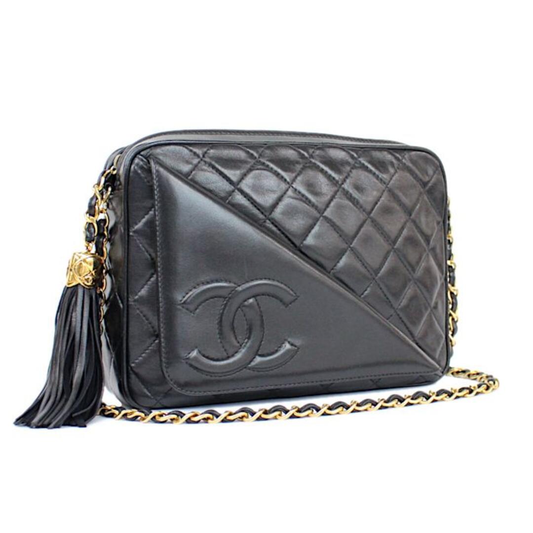 CHANEL - シャネル ラム ゴールド金具 黒 マトラッセ フリンジ