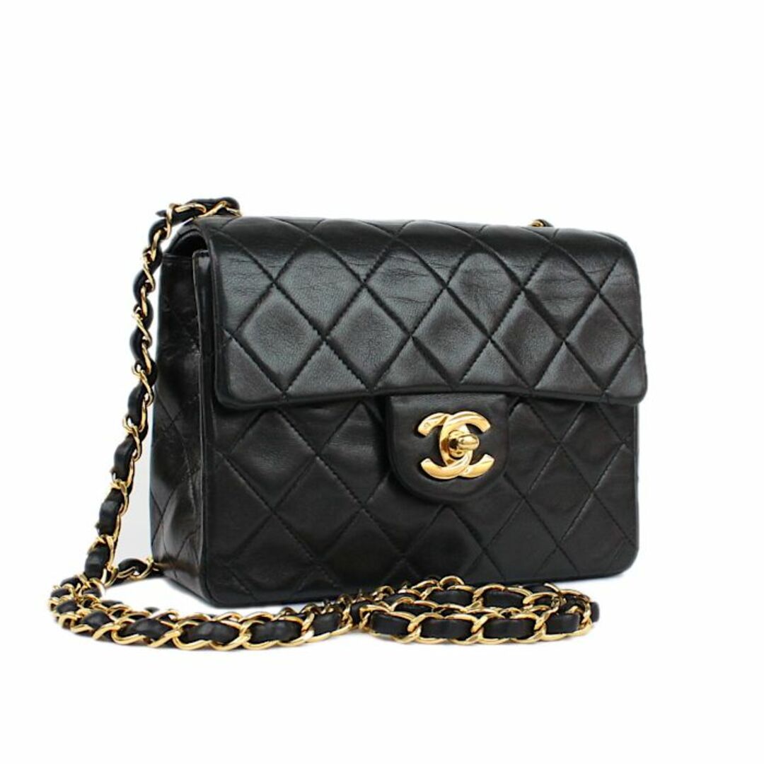 CHANEL シャネル ショルダーバッグ ミニマトラッセチェーンショルダー 1番台 ブラック ラムスキン ゴールド金具 美品  47159