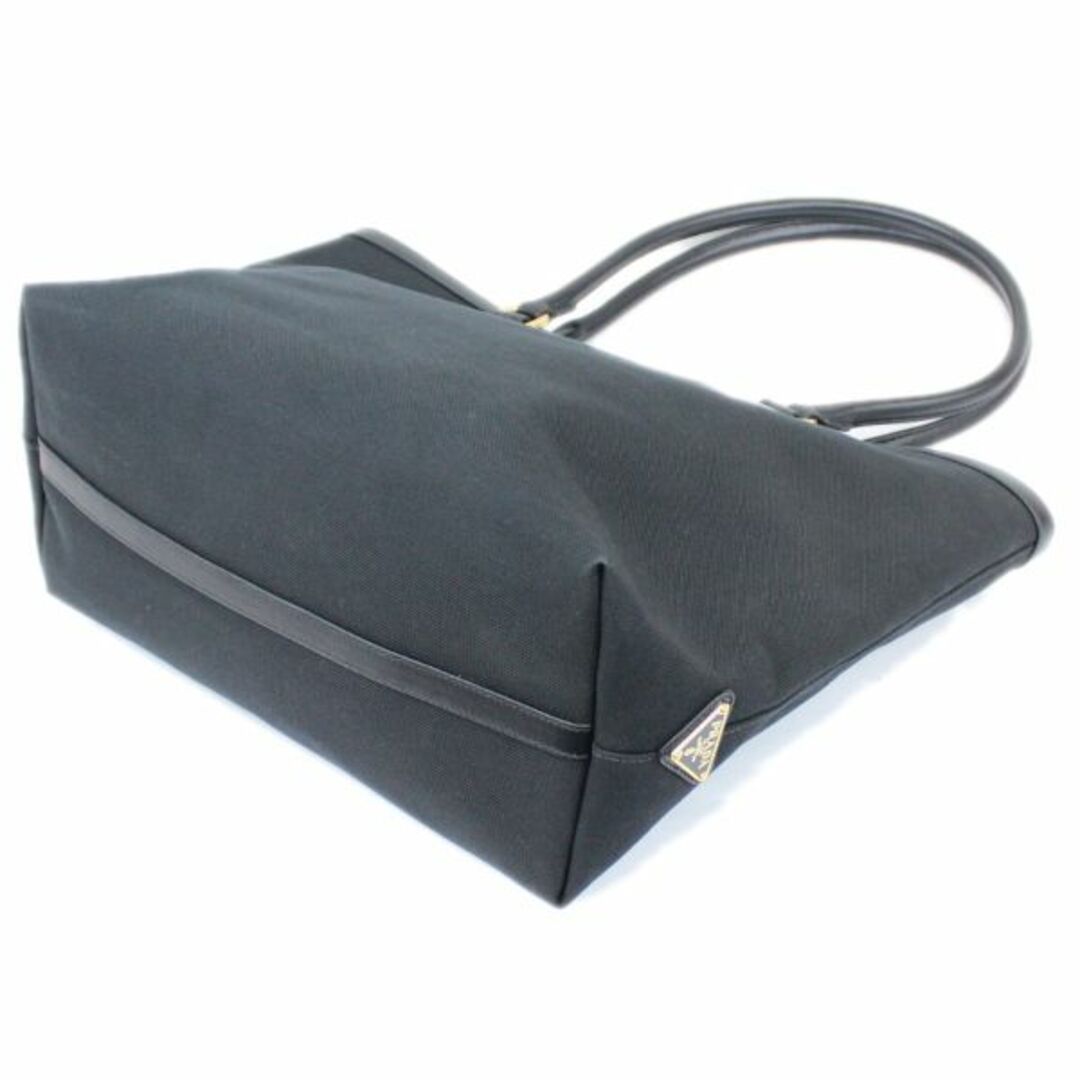 プラダ PRADA キャンバス レザー ジャガード ブラック 黒 ロゴ トート