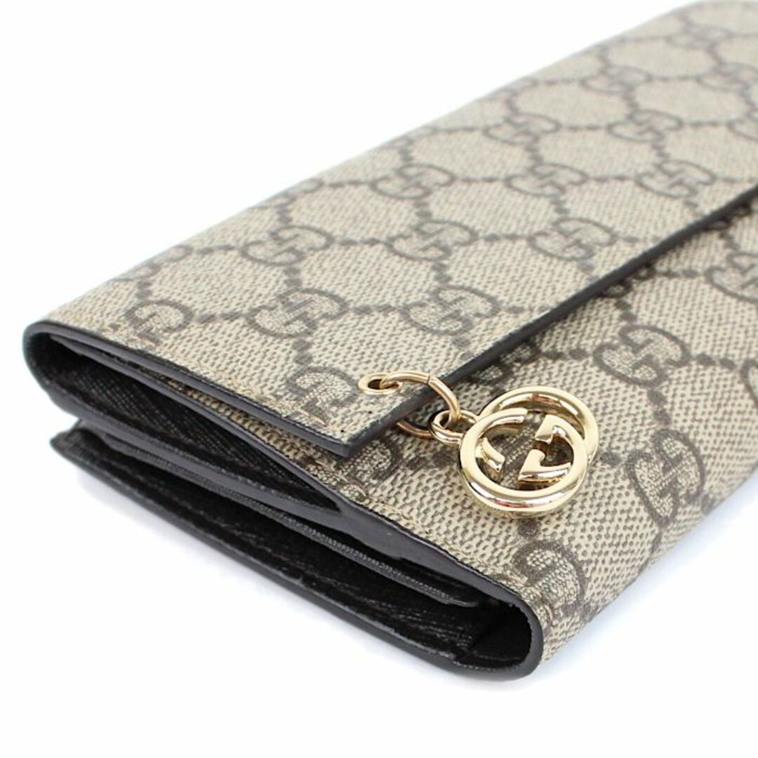 Gucci - 美品 グッチ GUCCI GGスプリーム 茶 長財布 チャーム 212104の