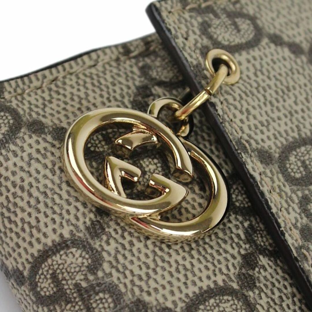 Gucci - 美品 グッチ GUCCI GGスプリーム 茶 長財布 チャーム 212104の