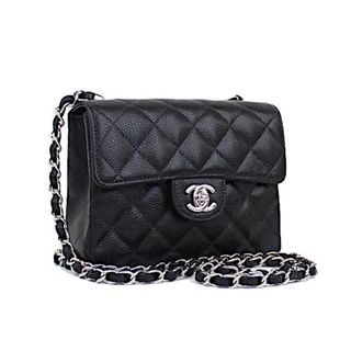 シャネル(CHANEL)の美品 シャネル  キャビアスキン ブラック ミニマトラッセ チェーンショルダー(ショルダーバッグ)