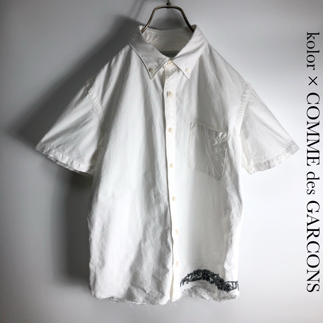 COMME des GARCONS(コムデギャルソン)のレア　kolor カラー × コムデギャルソン　半袖シャツ　メンズ　S 白　春夏 メンズのトップス(シャツ)の商品写真