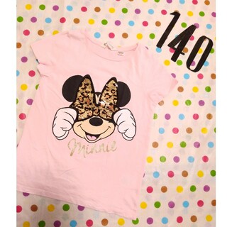 エイチアンドエム(H&M)のH&M　DisneyミニーマウスリバーシブルスパンコールTシャツ　ピンク(Tシャツ/カットソー)