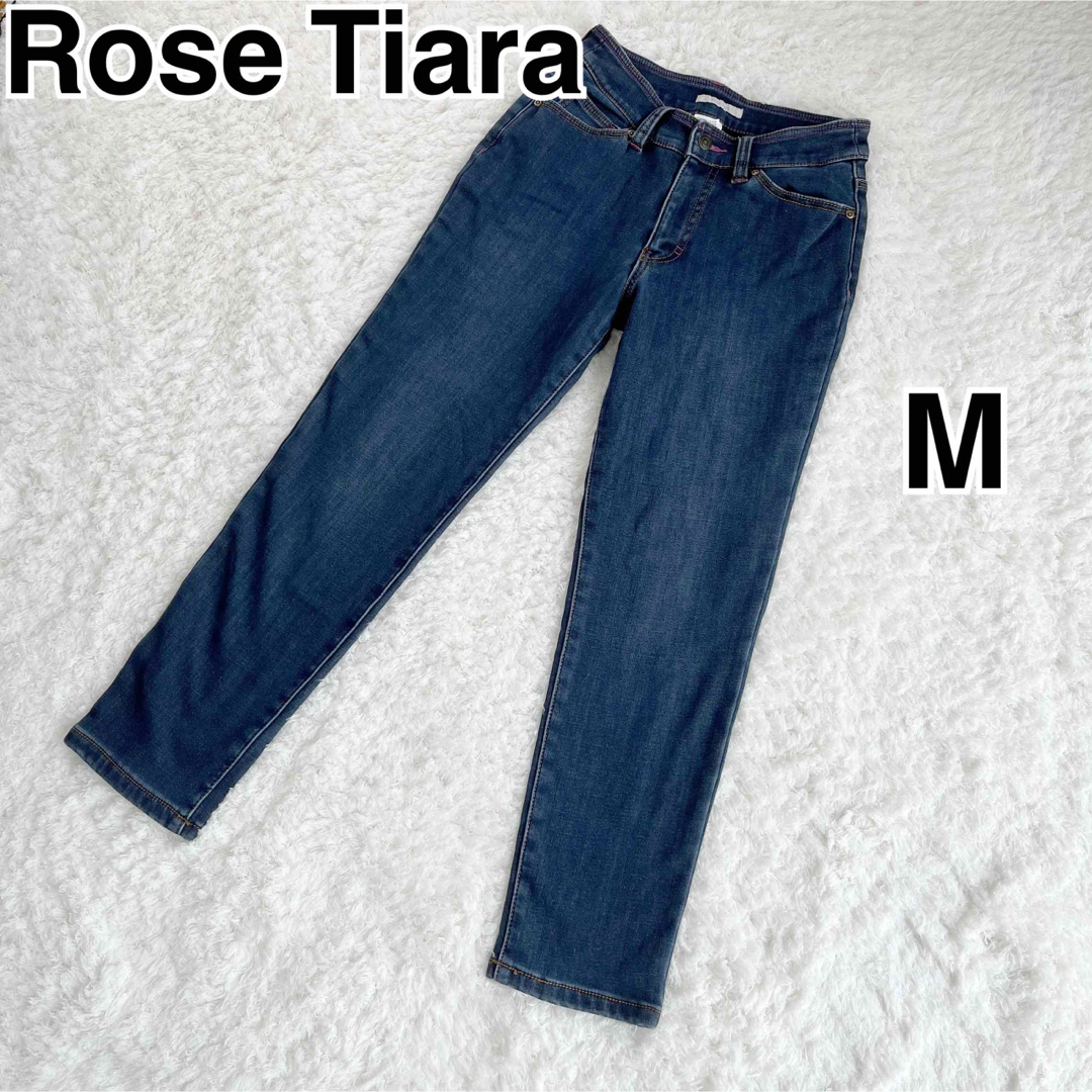 美品 ローズティアラ パールボタンデニムワンピース