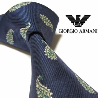 ジョルジオアルマーニ(Giorgio Armani)のジョルジオアルマーニ　ネクタイ　ペイズリー柄　刺繍　高級シルク　光沢感　ネイビー(ネクタイ)