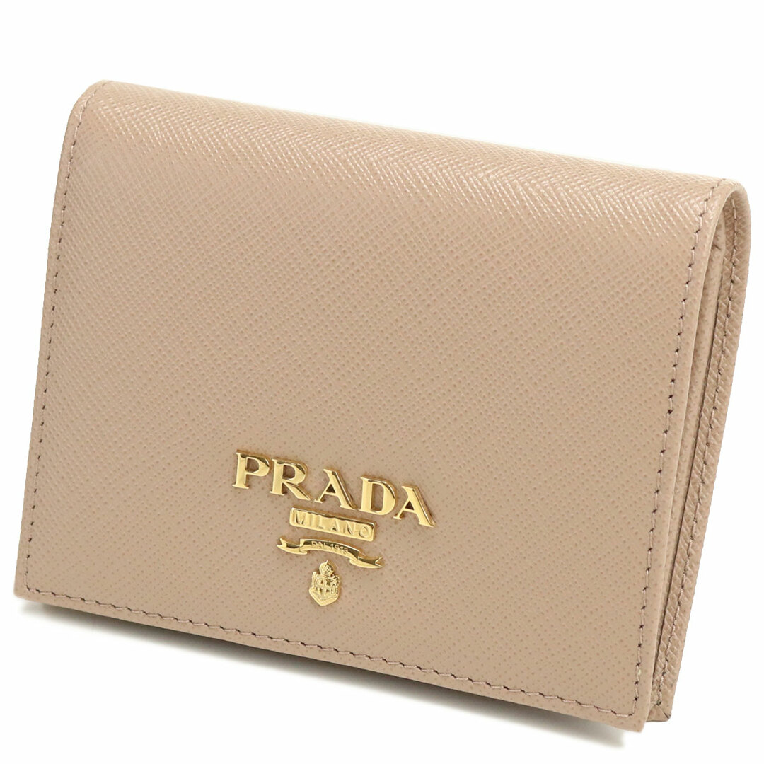 プラダ PRADA 2つ折りミニ財布 1MV204 ベージュ系 レディース