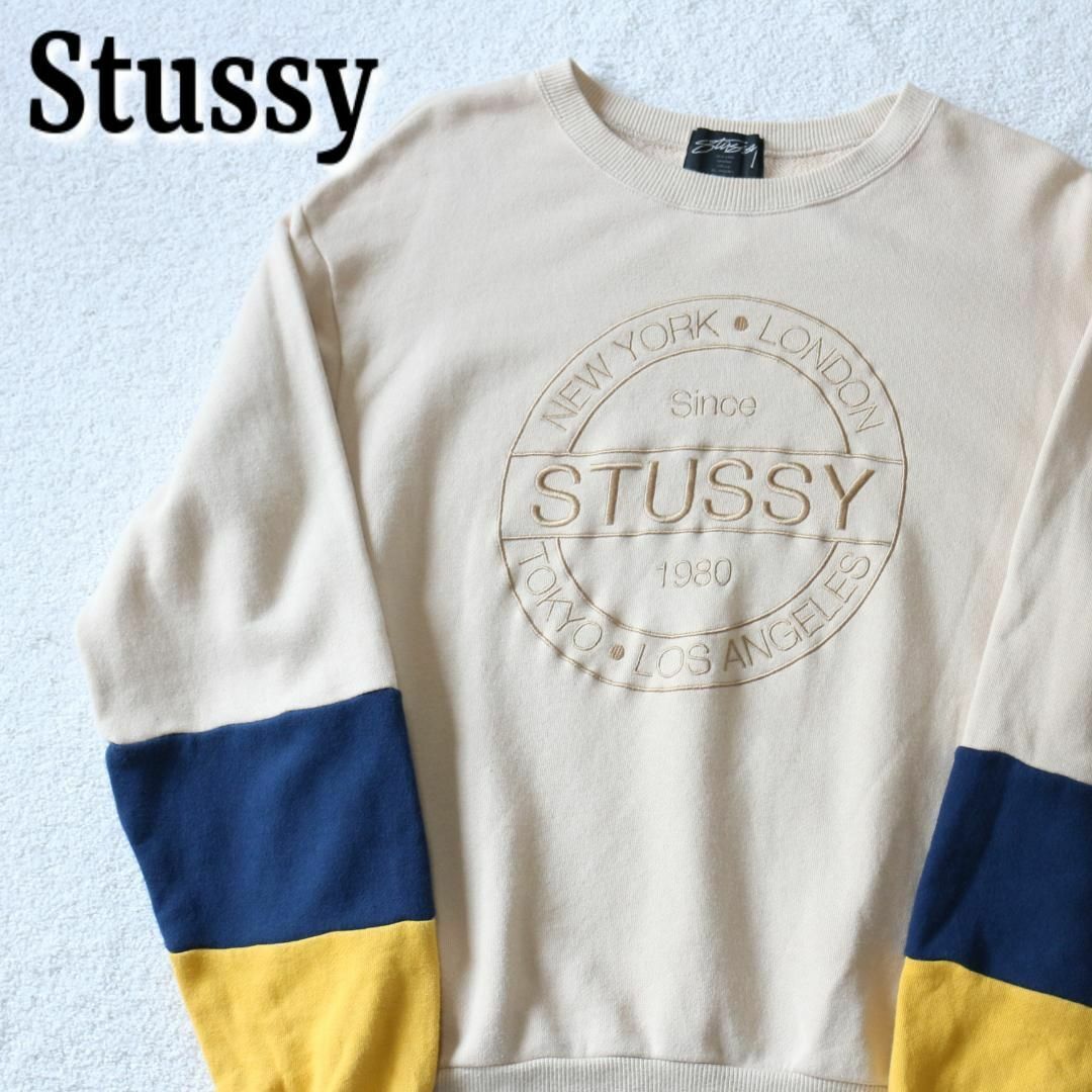 stussy ステューシー 刺繍 ロゴ スウェット レディース 袖切り替え