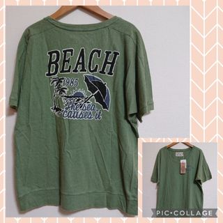 キューブシュガー(CUBE SUGAR)のCUBE SUGAR ビーチ柄Tシャツ 新品 キューブシュガー(Tシャツ(半袖/袖なし))