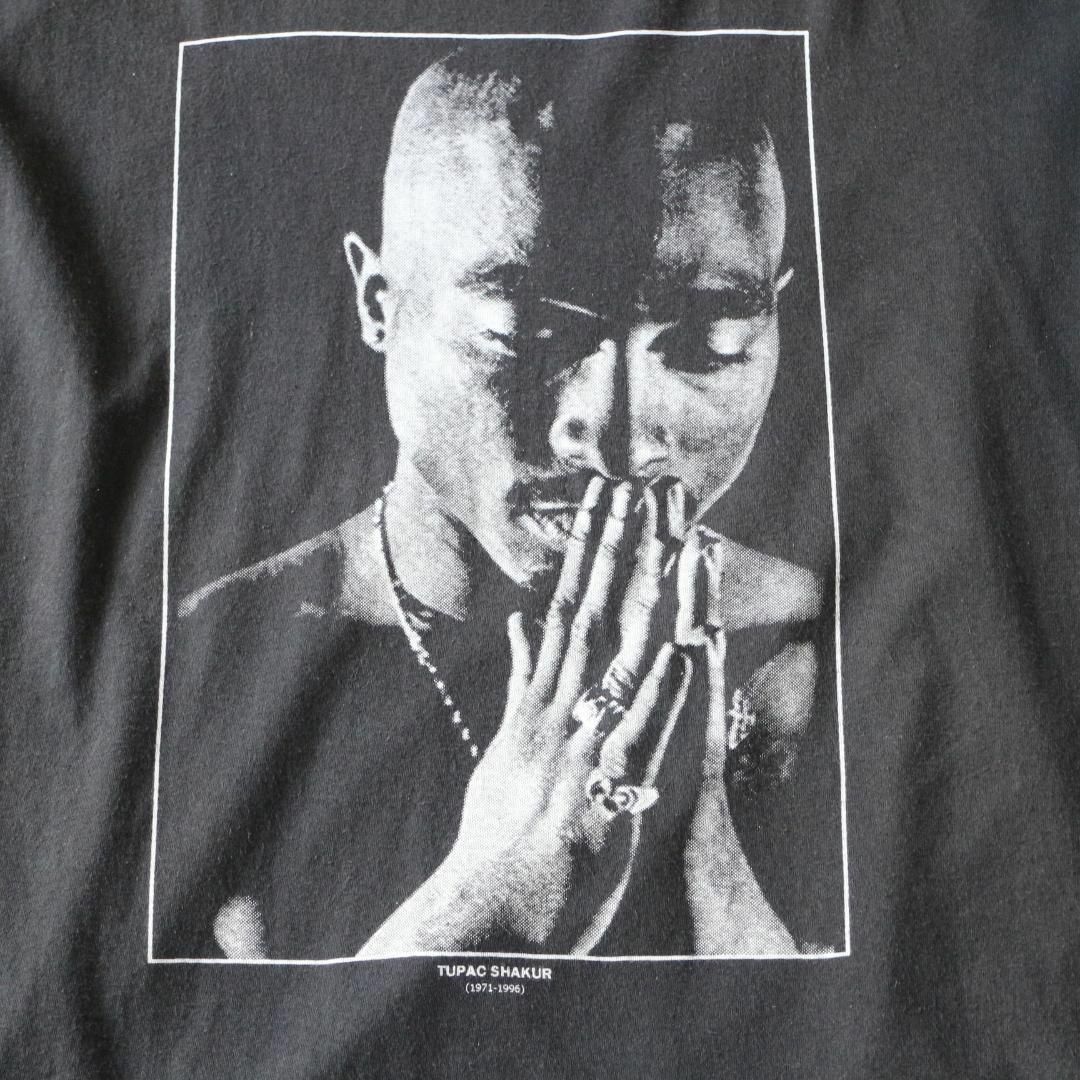 MUSIC TEE(ミュージックティー)の2pac 2パック 追悼 フォト Tシャツ ビギー ヒップホップ 黒 ラップ メンズのトップス(Tシャツ/カットソー(半袖/袖なし))の商品写真