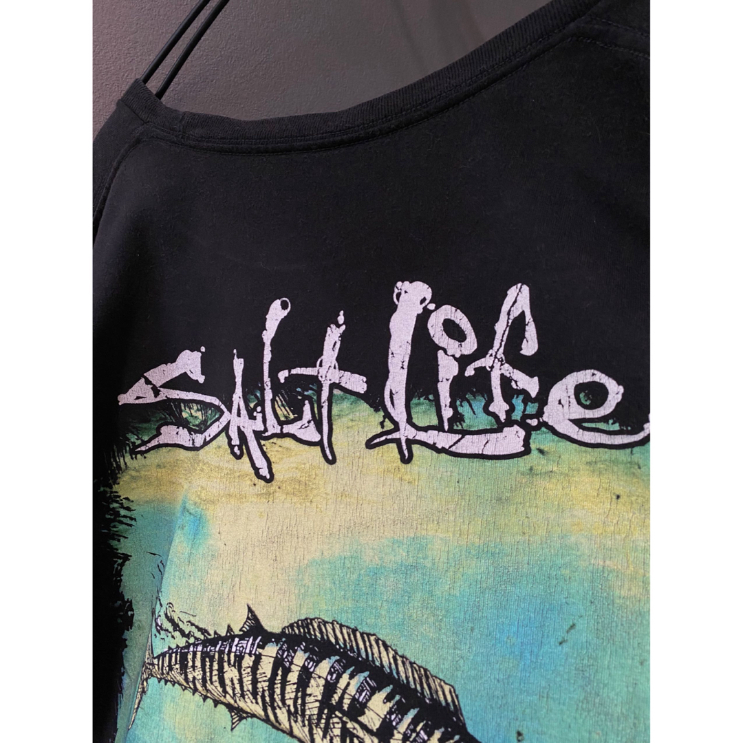 古着 ビンテージ 90s XL ロングTシャツ ドクロ髑髏 釣 ハードコア 希少-