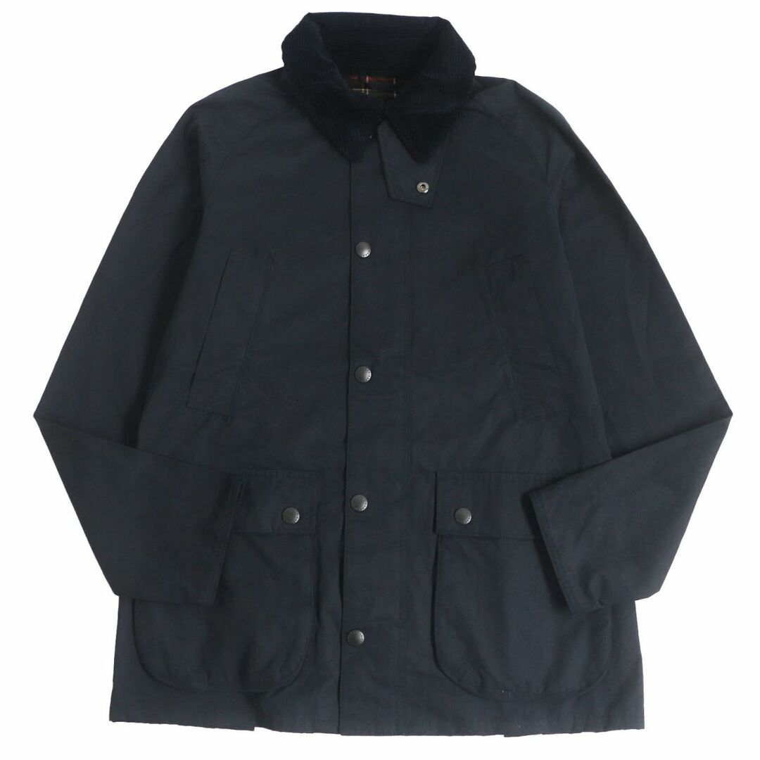 美品□22SS Barbour/バブアー 2201152 BEDALE SL PEACHED 襟元コーデュロイ WZIP ノンオイルドジャケット/カバーオール 紺 38 正規品