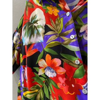 古着 ビンテージ 80s 花柄 総柄 シルク アロハシャツ 上質 希少 美品の