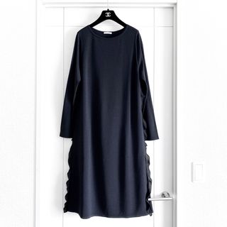 極美品♡MaxMara ピアノフォルテ 黒タグ ひざ丈ワンピース フリル シルク