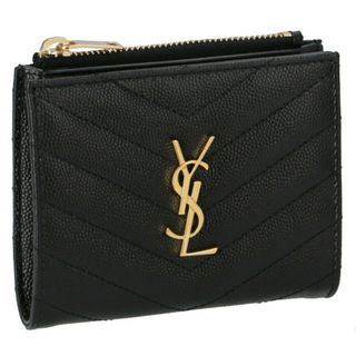 サンローラン(Saint Laurent)のサンローラン パリ SAINT LAURENT PARIS 財布 二つ折り ミニ財布 モノグラム ジップ カードケース ブラック 575879 BOW01 1000 (財布)