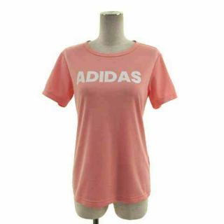 アディダス(adidas)のadidas Tシャツ 丸首 半袖 ロゴプリント 速乾 ピンク系 白 M(その他)