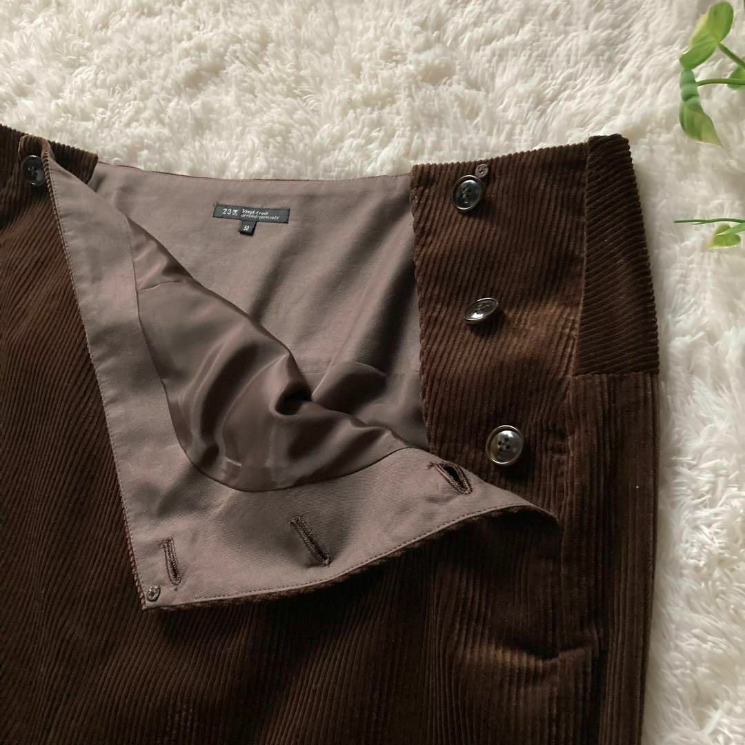 希少50サイズ 23区 ナチュラルストレッチ コーデュロイ タイトスカート 美品