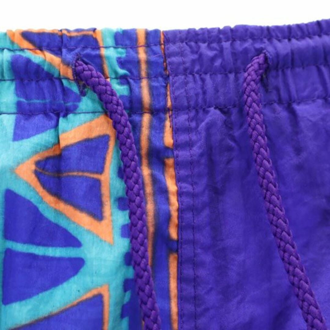 ANZON1 ビーチ パンツ L 紫×ブルー×オレンジ 海水パンツ スイムウェア アウトドア メンズ フィットネス水着