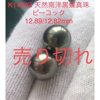 国内正規品 新品未使用 K14WG天然黒蝶真珠ピアス タヒチアンパール 本