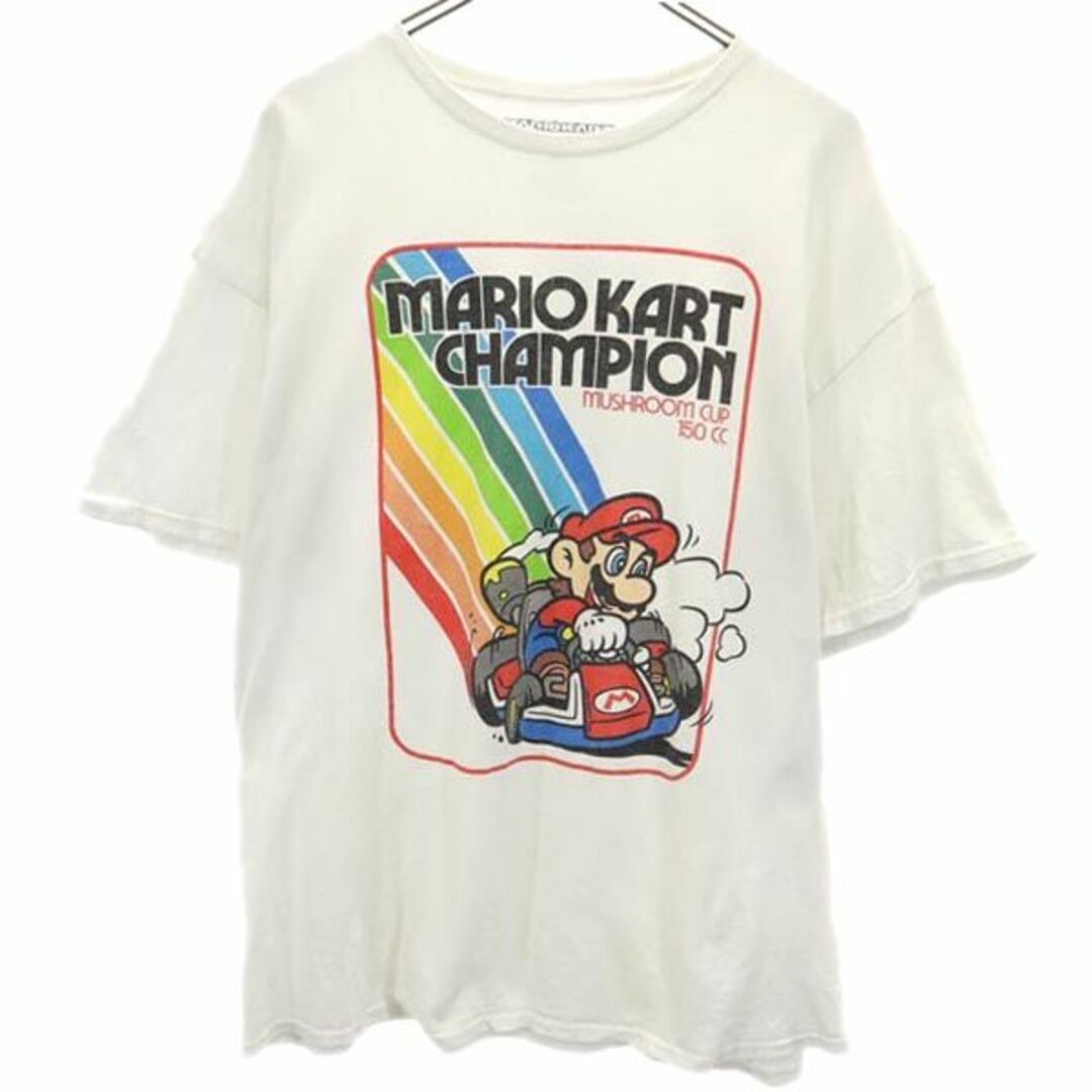 マリオカート 半袖 Tシャツ XL 白系 MARIOKART マリオレーサー レース メンズ   【230620】 メール便可