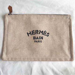 エルメス(Hermes)のエルメス　HERMES　ヨッティングポーチ 黒ロゴ コットン100%(ポーチ)