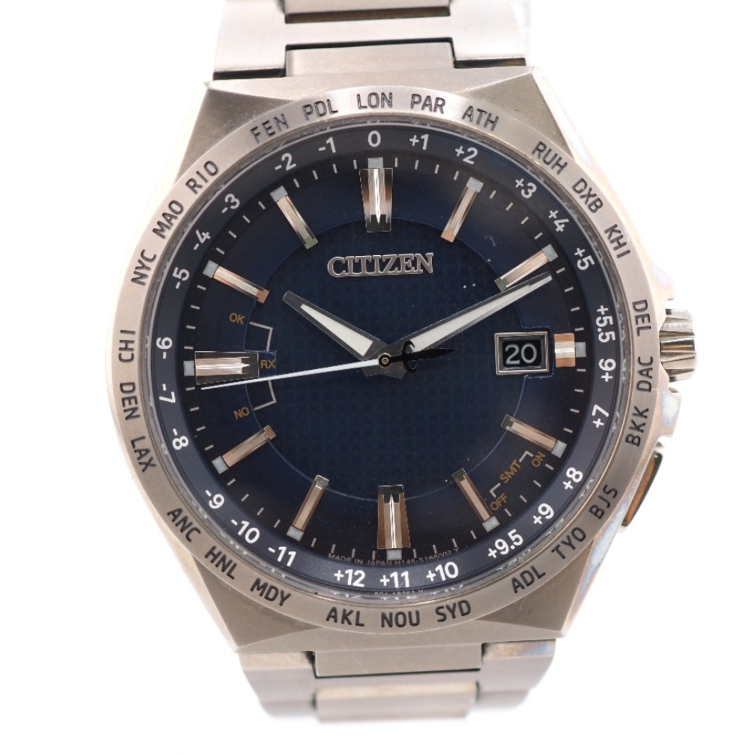 シチズン CITIZEN 腕時計
 青文字盤 アテッサ スーパーチタニウム ソーラー TI CB0210-54L シルバー