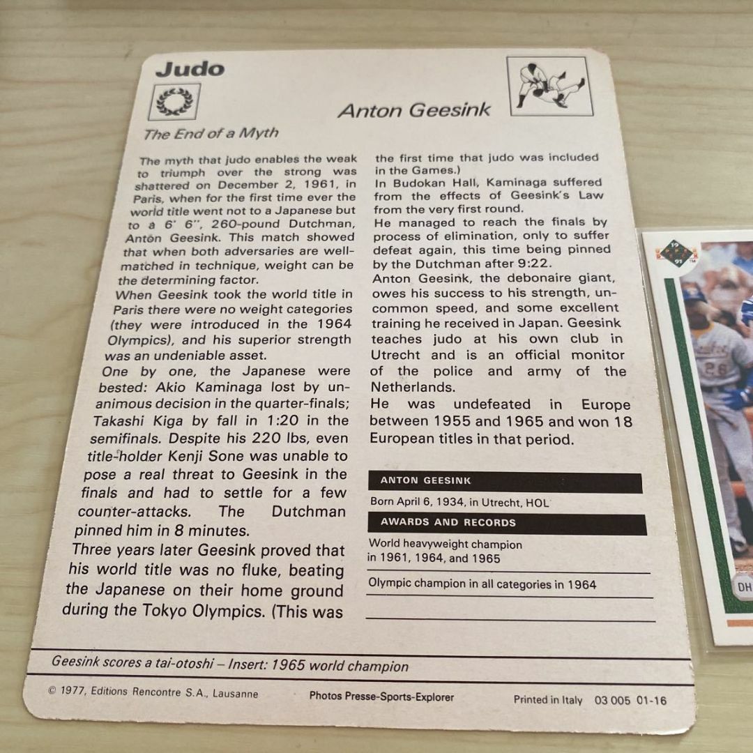 1977-79 SportsCasterCard Judo Geesink エンタメ/ホビーのトレーディングカード(シングルカード)の商品写真