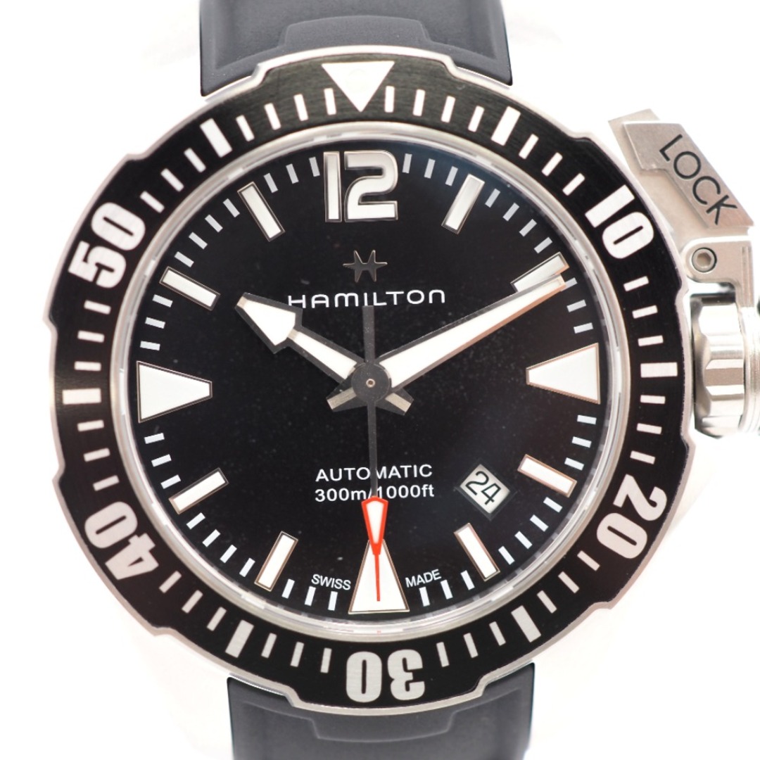 ハミルトン HAMILTON 腕時計
 黒文字盤 カーキ クオーツ AT H776050  ブラック