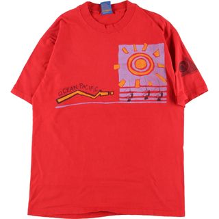 オーシャンパシフィック(OCEAN PACIFIC)の古着 80年代 オーシャンパシフィック Ocean pacific 青タグ 半袖 プリントTシャツ USA製 メンズM ヴィンテージ /eaa346729(Tシャツ/カットソー(半袖/袖なし))