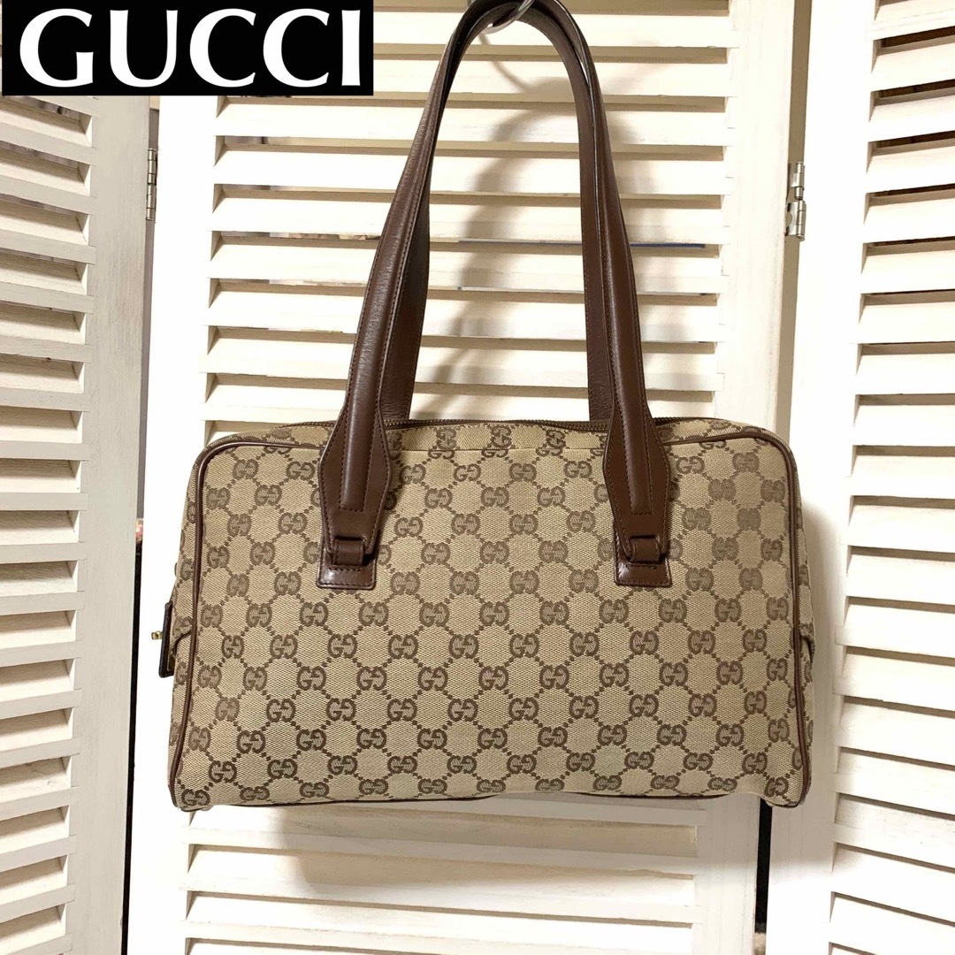 販売純正品 GUCCI グッチ GGキャンバス レザー トートバッグ