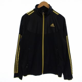 adidas ジャージ トラックジャケット ジップアップ ロゴ 刺繍 L 黒 黄