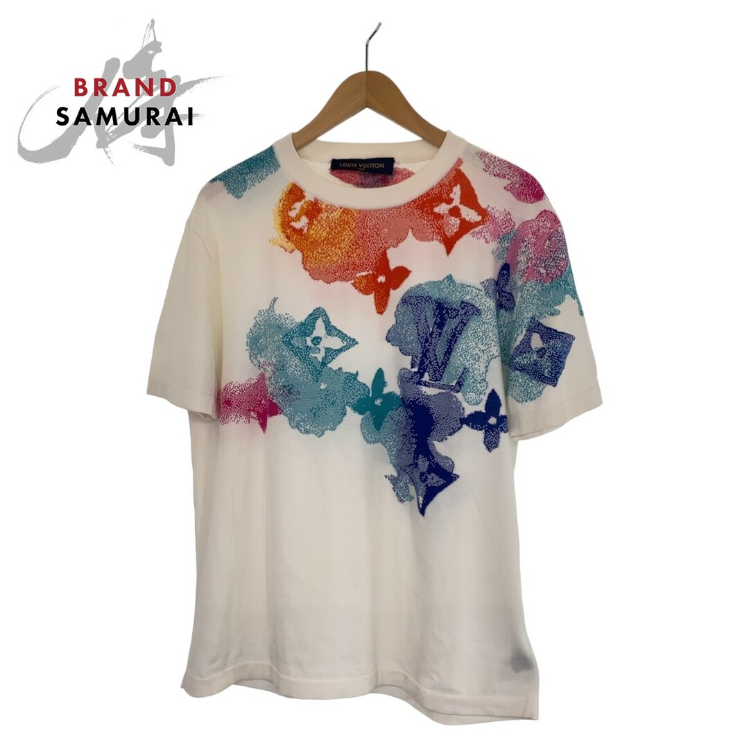 美品 LOUIS VUITTON ルイヴィトン モノグラム 21SS Water Printing Male Colors T-shirts サイズM ホワイト 白 マルチカラー コットン RM211V ZLW HLN01W 半袖Tシャツ クルーネック メンズ 402815