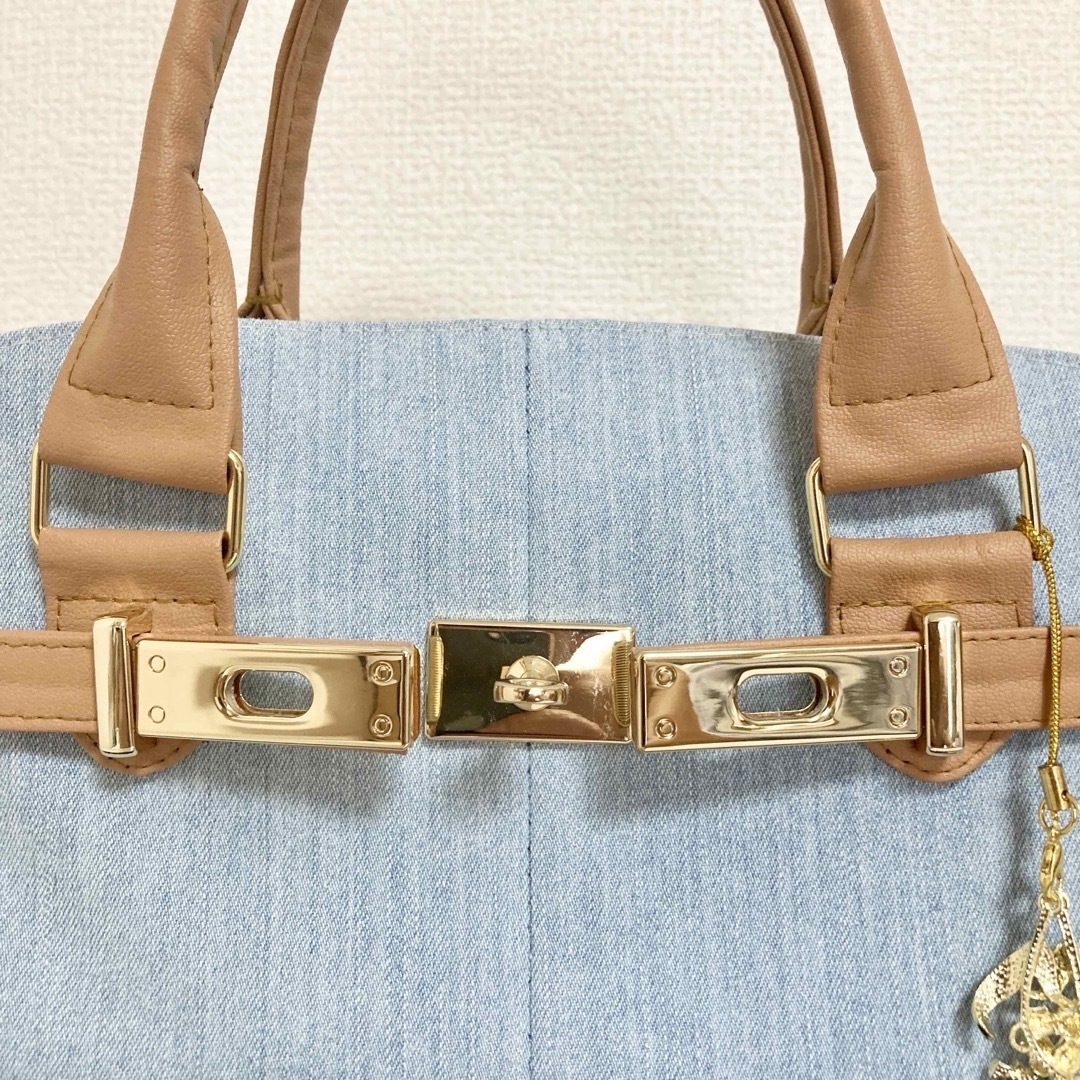 レビューで送料無料】 デニムリメイク トートバッグ 2way 刺繍花柄